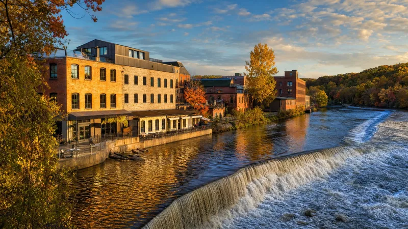 A northeastern Wisconsin river town street with old brick mill buildings, Appleton and Fox Cities Business Licenses