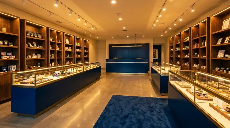 Licensed retail interior with glass display cases and wood shelving, How to Open a Liquor Store in Wisconsin