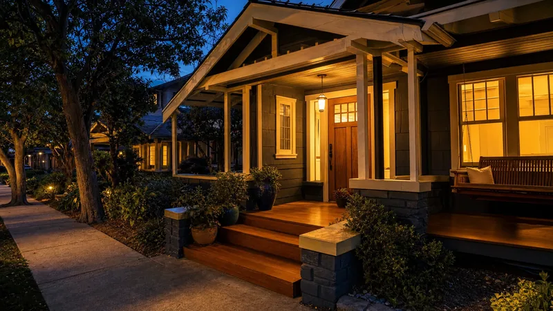 A craftsman house with a lit front porch at dusk, How to Start an Airbnb in Madison, Wisconsin